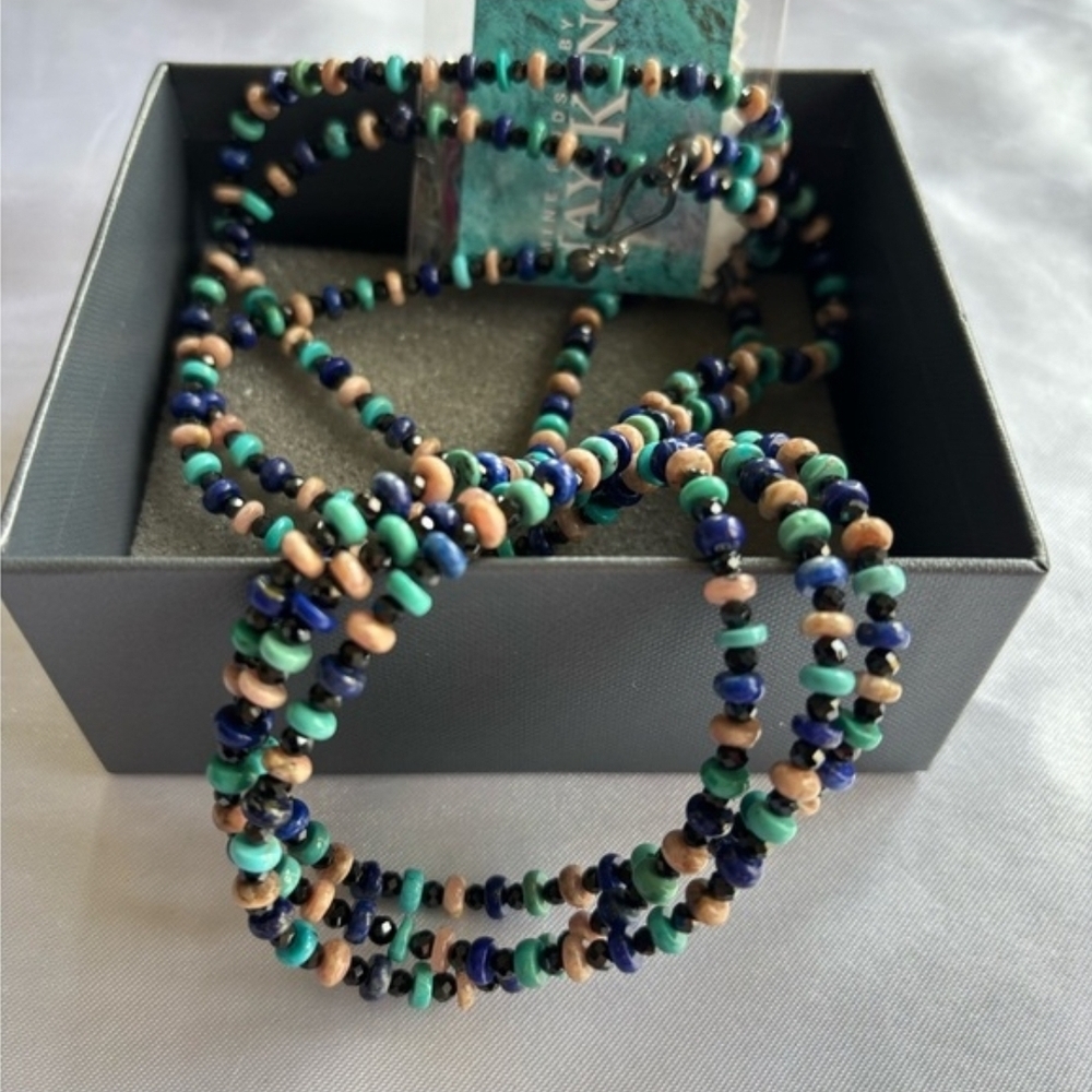 Jay King 60" Turquoise, Lapis, Opal Beaded Necklace